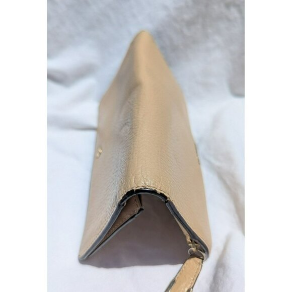 Coach Bifold Pebbled Leather Long Slim Wallet Clutch Beige - Picture 3 of 12